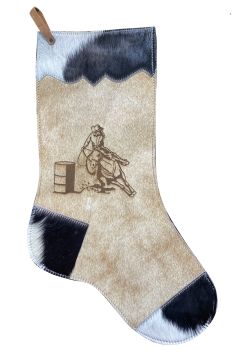 Showman Barrel Racer Natural Cowhide Christmas Stocking